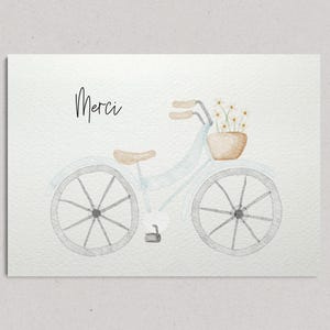 Postkarte Fahrrad mit Blumen | Romantisches Blumenmotiv Merci A6 | Grußkarte Geschenk Deko Vintage-Stil