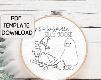 Schema per ricamo a mano dell'oca sciocca di Halloween: disegno di Halloween (download PDF)