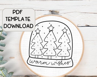 Christmas Tree Snow Globe Embroidery Pattern Download, Embroidery Christmas Pattern, Hand Embroidery Design, Instant PDF Download Pattern