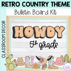 Howdy 5th Grade Bulletin Board Kit: Retro Country Classroom Decor (PDF Download)