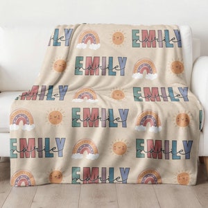 Boho Personalized Name Blanket, Custom Blanket for Baby/Kids/Youth/Adult, Baby Girl Blanket, Gift for Newborn Baby, Customized Baby Blanket
