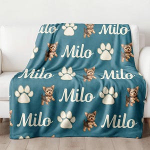 Customized Yorkie Dog Blanket, Dog Mom Throw Blanket, Yorkie Blanket, Dog Lover Housewarming Gift, Dog Dad Gift, Pet Lover Present, Quilt