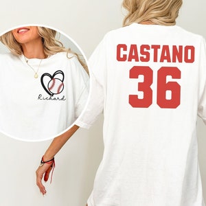 Two-sided Baseball Tshirt With Custom Number And Name, Sports Shirt, Baseball Mom Tee, Personalized Baseball Gifts, Baseball Team Shirt