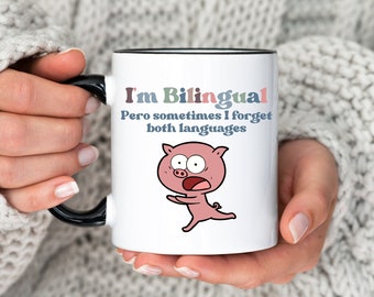 Bilingual Spanish Mug, Español Latina Cup, Coffee Hot Chocolate Lover, Funny Gift for Teacher, Cute Xmas Gift for Her, Cafecito Para Maestra