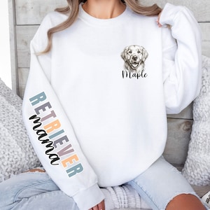 Custom Golden Retriever Sweater, Customized Golden Mama Sweatshirt, Golden Dog Crewneck, Personalized Dog Name Top, Gift For Retriever Owner