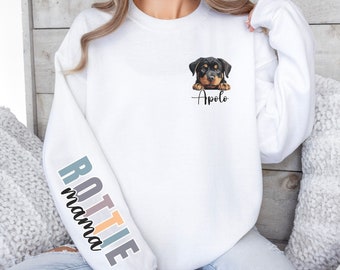Customized Rottweiler Sweater, Mini Rottweiler Mama, Customized Rottweiler Mom Sweatshirt, Dog Lover Gift, Personalized Rottweiler Crewneck