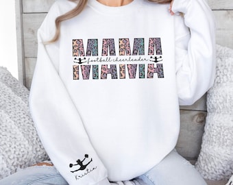 Suéter personalizado para mamá animadora, sudadera personalizada para mamá animadora, regalo personalizado para mamá animadora, atuendo de competencia de porristas para mamá, regalo para mamá animadora