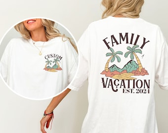 Custom Comfort Colors® Family Beach Shirts, Personalized Matching Group Vacation TShirt, Girls Trip Tropical Island, Family Vacation 2024
