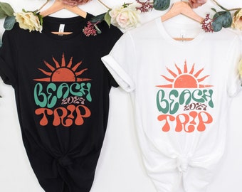 Custom Family Beach Trip Shirt, Matching Group Vacation Tshirt, Girls Trip Tropical Island, Personalized Group Tee, Palm Tree, Summer Vacay