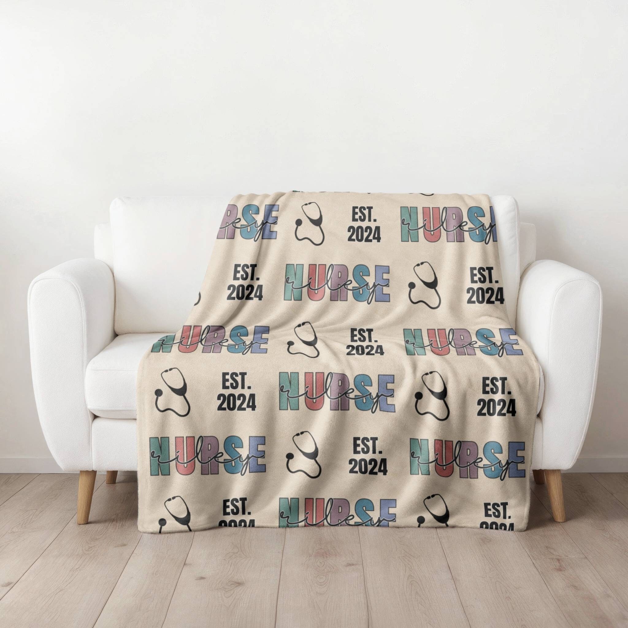 Nurse Blanket Personalized, Custom Graduation Gift for RN, Customized Name Blanket, Nurse Practitioner, Nurse Blanket, Pediatric Nurse Gift