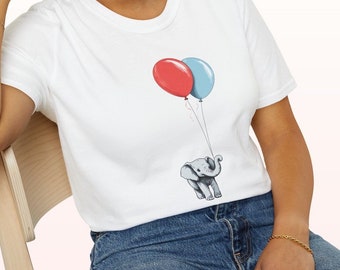 Cute Elephant Shirt, Elephant Tshirt, Animal Tshirt, Balloons Shirt, Birthday Shirt, Cute Animal Shirt, Shirt For Her, Animal Lover Shirt