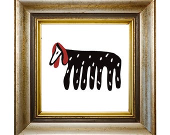 Abstract Dog Illustration Wall Art, Modern Animal Art Print, Black and White Minimalist Decor, Scandinavian Style Art, Digital Download