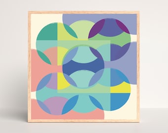 Modern Geometric Abstract Art, Colorful Mid-Century Style Wall Art, Pastel Color Palette Artwork, Printable Home Decor, Digital Download Art