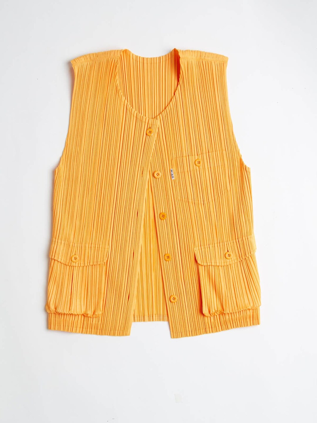 未使用]PLEATS PLEASE ビックオレンジ シフォン プリーツストール