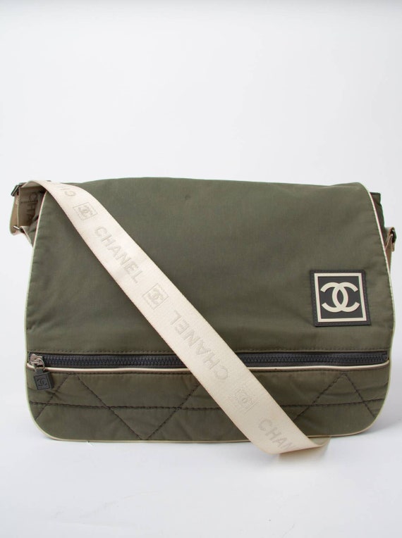 Chanel Sports Line Olive Green CC Quilted Messenge