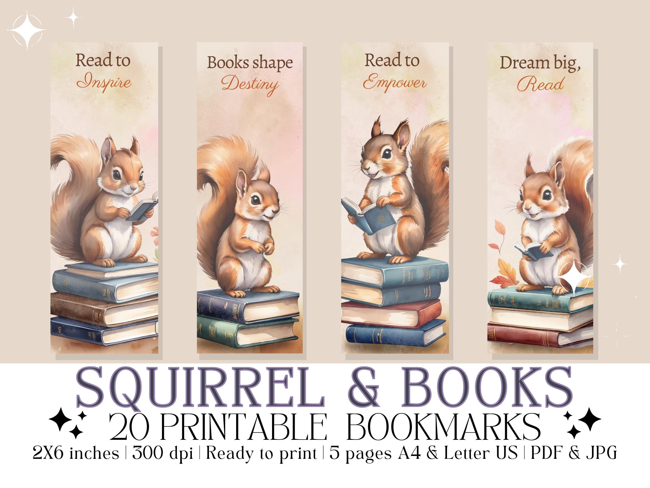 Squirrel Cat Reading Bookmark Squirrel Cat Reading Bookmark