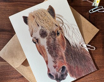 Horse Greeting Card Colored pencil art greeting card Horse lovers gift Miniature Horse  gift for Mother’s Day card 5x7” pony gift