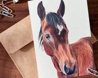Horse Greeting Card Colored Pencil Art Greeting Card for Horse Lover Gift for Quarter Horse Mom Gift for Horse Trainer Horse Mothersday Gift