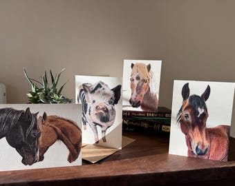 Farm Greeting Card horse lovers gift for pig lover Colored Pencil Art card farm animal card 5x7” rustic greeting cards