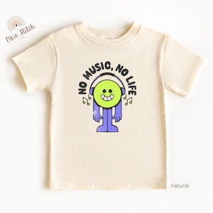 No Music No Life Toddler T-Shirt Music Lover Kids Tee Toddler Music Shirt Cute Toddler Shirt, Kids Gift Idea