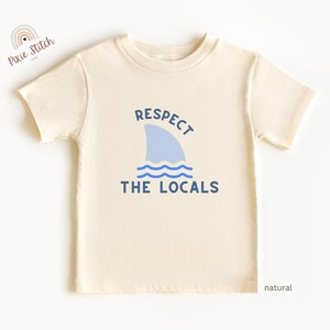 Respect the Locals Toddler T-Shirt, Cute Shark Fin Graphic Tee, Ocean Lovers Shirt for Kids and Toddlers, Shark Lover Shirt, Cute Baby Tee