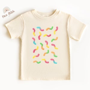 Gummy Worms Toddler T-Shirt | Vibrant and Playful Gummy Worms Graphic | Fun and Bright Candy Print | Cute Unisex Toddler T-Shirt
