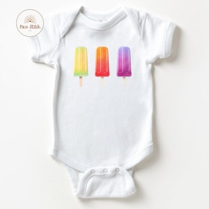 Colorful Popsicles Baby Onesie Cute Summer Baby Onesie Baby Shower Gift for Newborn Baby Gift Rainbow Popsicle Baby Onesie Summer Baby