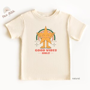 Toddler T-Shirt | Good Vibes Only Toddler Tee | Cute Star and Rainbow Design | Happy Vibes Baby Shirt | Retro Kids Shirt | Colorful Kids Tee