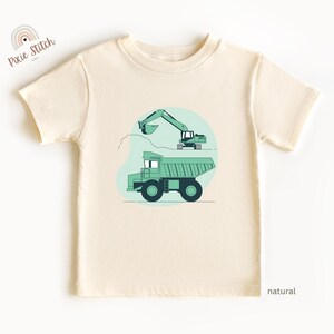 Construction Crew Toddler T-Shirt, Cool Excavator and Dump Truck Graphic Tee, Construction Vehicles Shirt for Little Kids and Toddlers