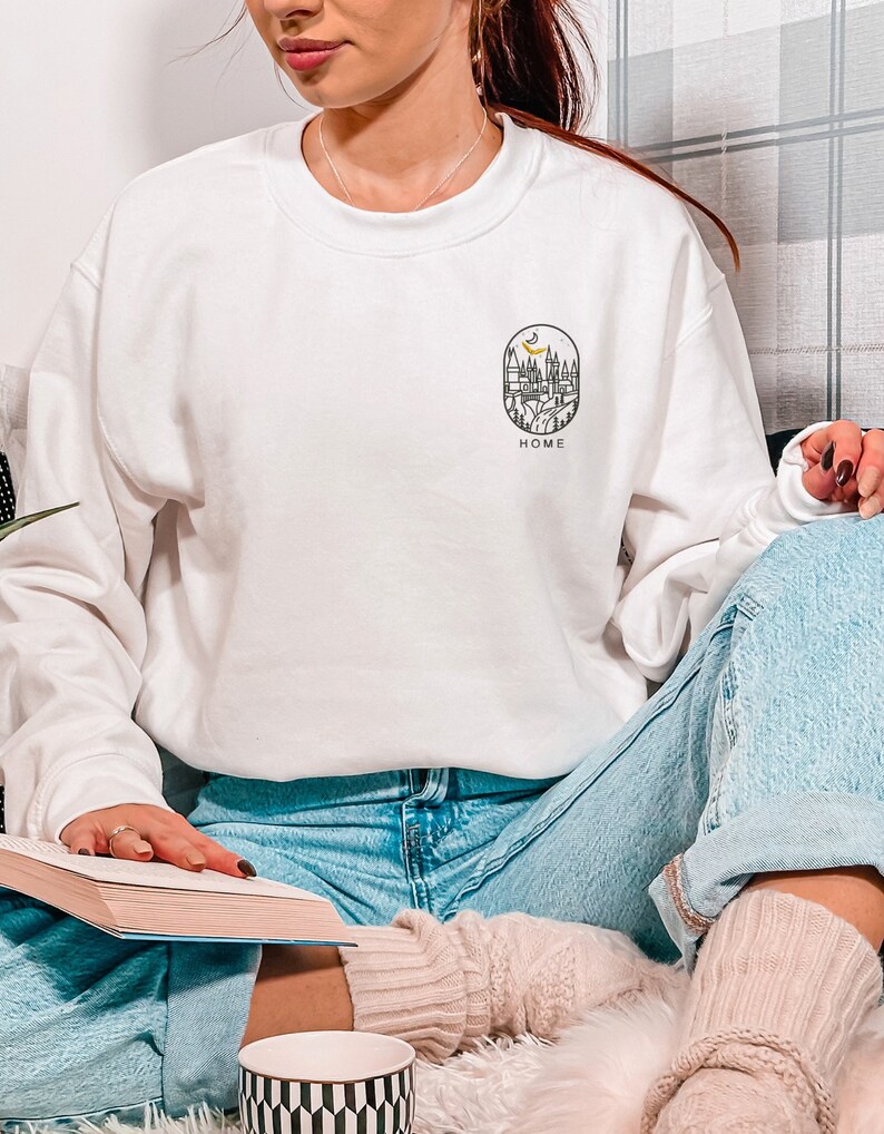 Harry Potter inspired embroidered design sweater hoody - hogwarts design