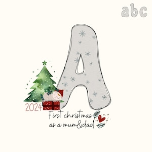 Alfabeto navideño con garabatos, archivos PNG de letras con garabatos, conjunto de alfabeto navideño con garabatos PNG, fuente de sublimación de Santa Claus, alfabeto imprimible para la primera Navidad
