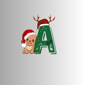 Alfabeto de doodle de Navidad, archivos PNG de letras de doodle, conjunto de doodle de alfabeto de Navidad PNG, fuente de sublimación de Santa