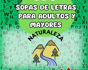 Sopa de letras para adultos con letra grande.: Pasatiempos temáticos, sobre naturaleza con letras grandes, con más de 1500 palabras.