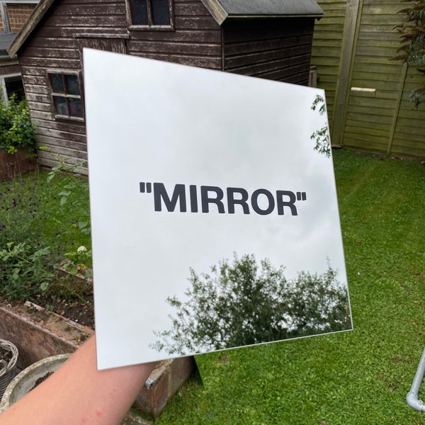 Modern Mirror Hype Decor | "MIRROR" Quotation Marks, Off White Design Sneaker Mirror | Hypebeast, Gifts for teens, Stussy, skating