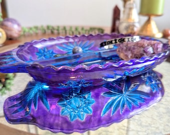 Large Purple Trinket Dish | Hand Painted Whimsigoth Decor