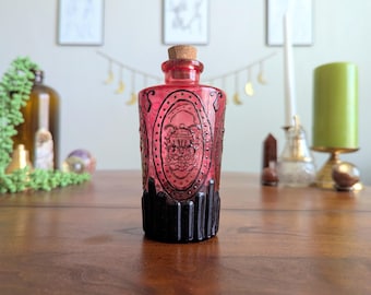 Red and Black Apothecary Bottle | Hand-Painted Glass | Gothic Home Decor