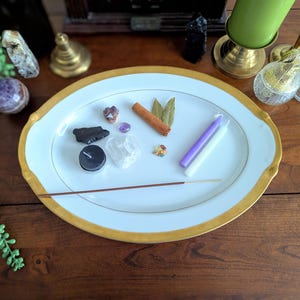 Vintage Porcelain Altar Plate | White with Embossed Gold Trim
