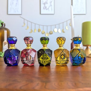 Tarot Perfume/Oil Bottles | Major Arcana | Hand-Painted Crystal Glass
