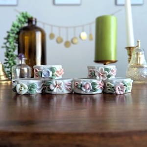 Vintage Floral Capodimonte Style Napkin Rings | Set of 6 | Kitschy Kitchen