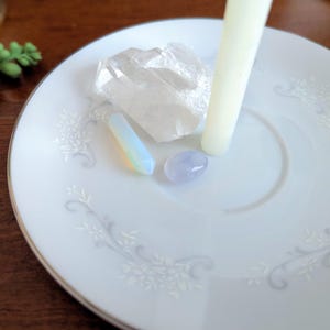 Vintage Porcelain Altar Plate | White Flowers with Silver Trim