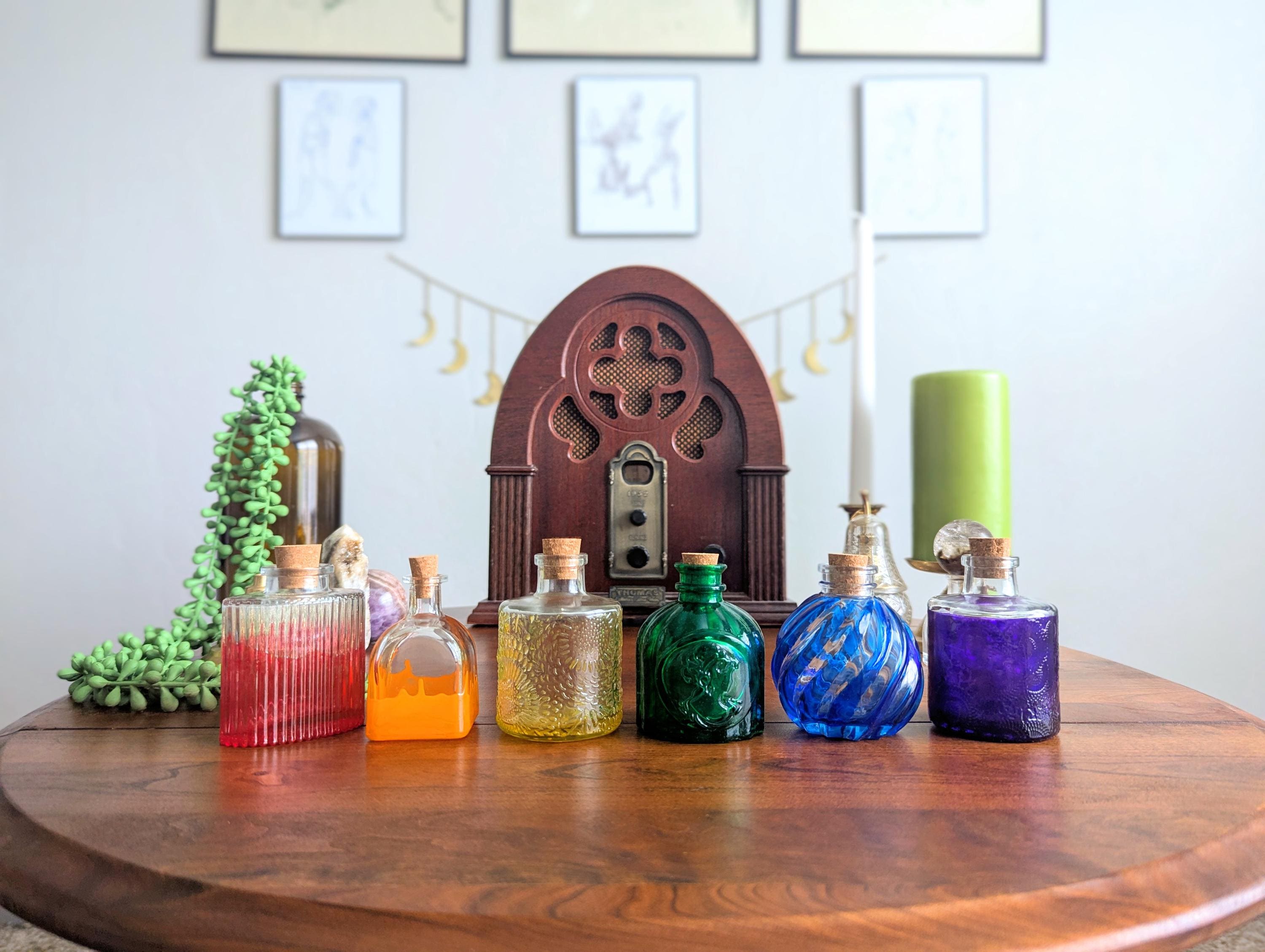 Colored Glass Potion Bottles