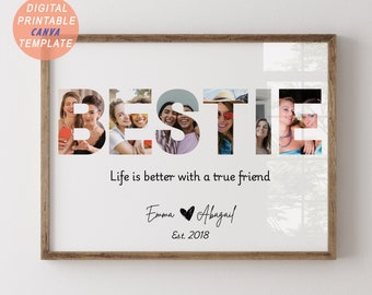 Bestie Photo Collage Template, Birthday Gift (Canva Digital Download)