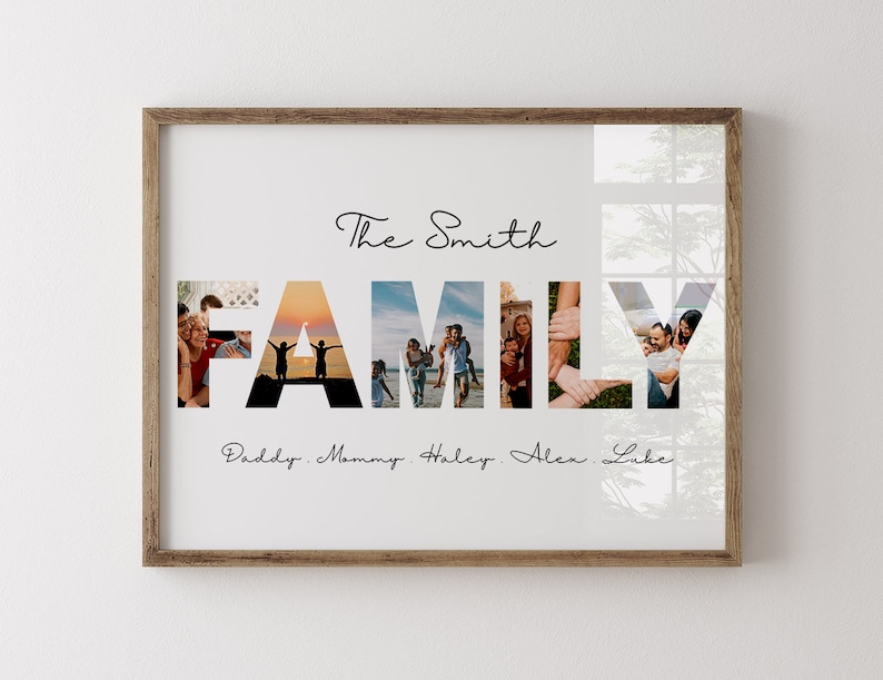 Personalized Family Photo Collage Template, Family Name Sign (digital ...