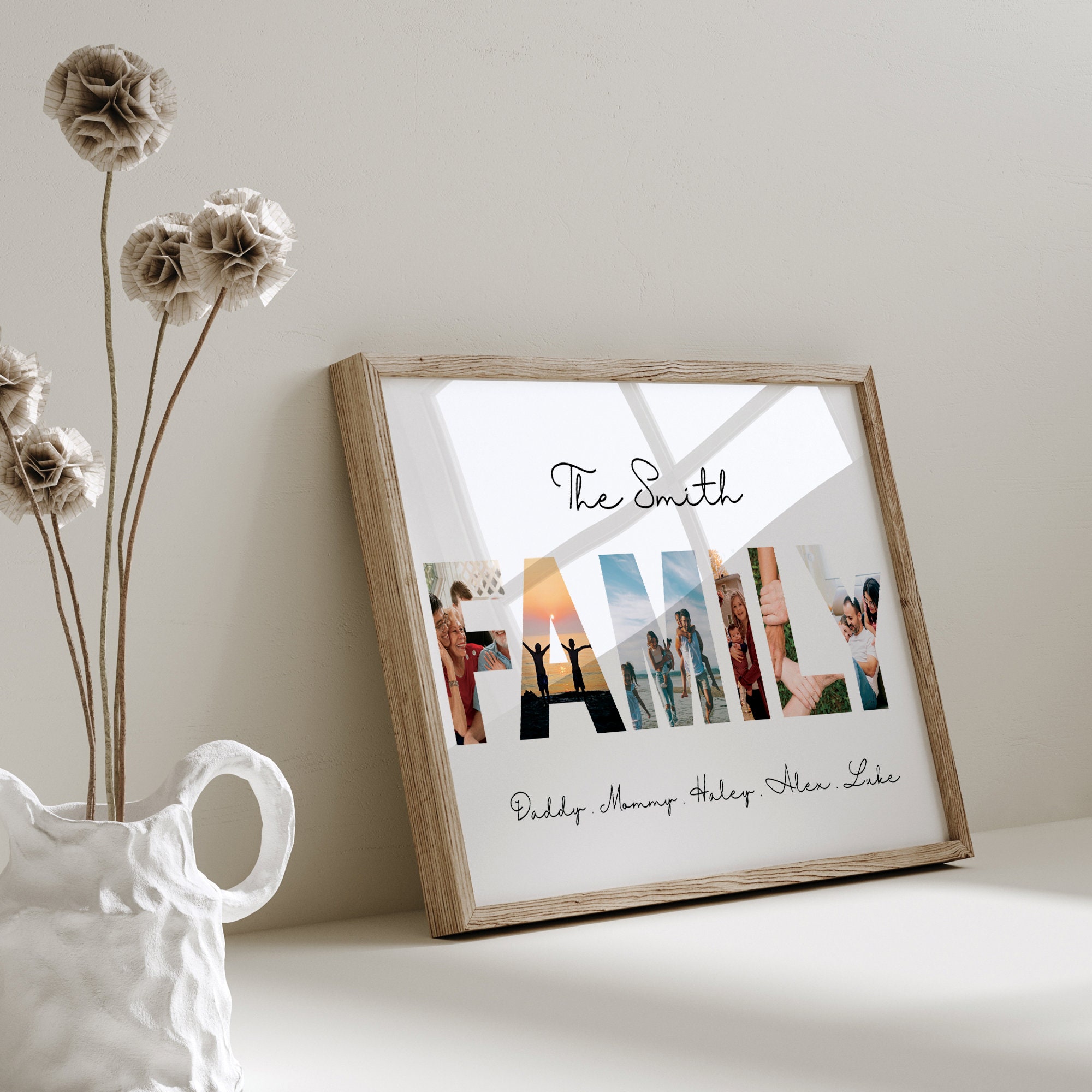 Personalized Family Photo Collage Template, Family Name Sign (digital ...