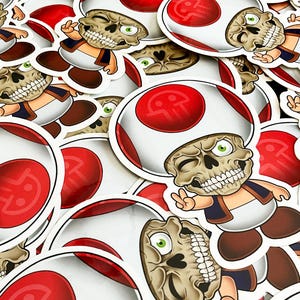 Pilz Schädel Aufkleber - Die Cut glänzendes Vinyl - Pop Horror - Laptop Aufkleber