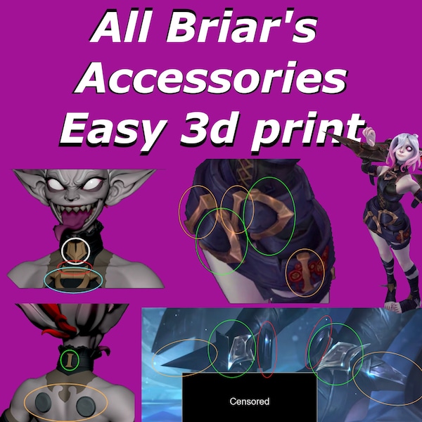 Briar clothing accessories for Legaue of Legends Cosplay (3D Print files)