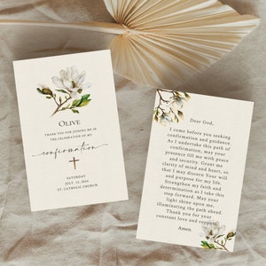 Confirmation Prayer Card, Confirmation Card, Remembrance Card, Customizable Confirmation Prayer Card, Editable Confirmation Prayer Card