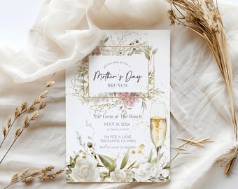 Floral Mother's Day Brunch Invitation Template (Digital Download)