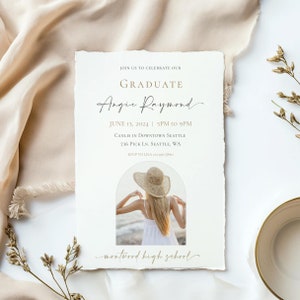 Photo Graduation Invitation Template: Elegant Script (Digital Download)