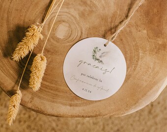 Confirmation Favor Tag Template: Holy Spirit, Editable Round Label (Digital)
